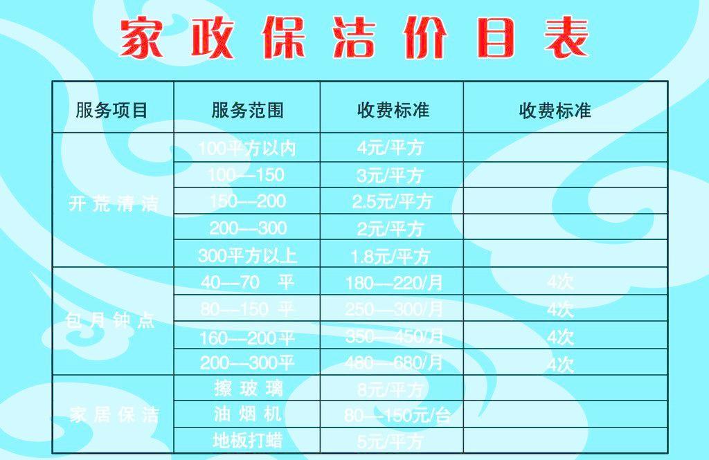 平博体育- 平博体育官方网站- 平博体育APP下载家政公司全套收费标准doc